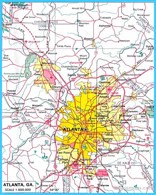 Map Of Atlanta Georgia Travelsmapscom