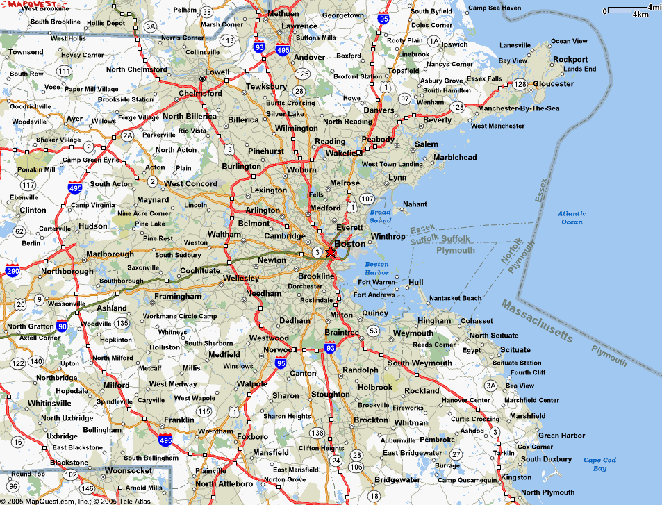 Map of Boston Massachusetts