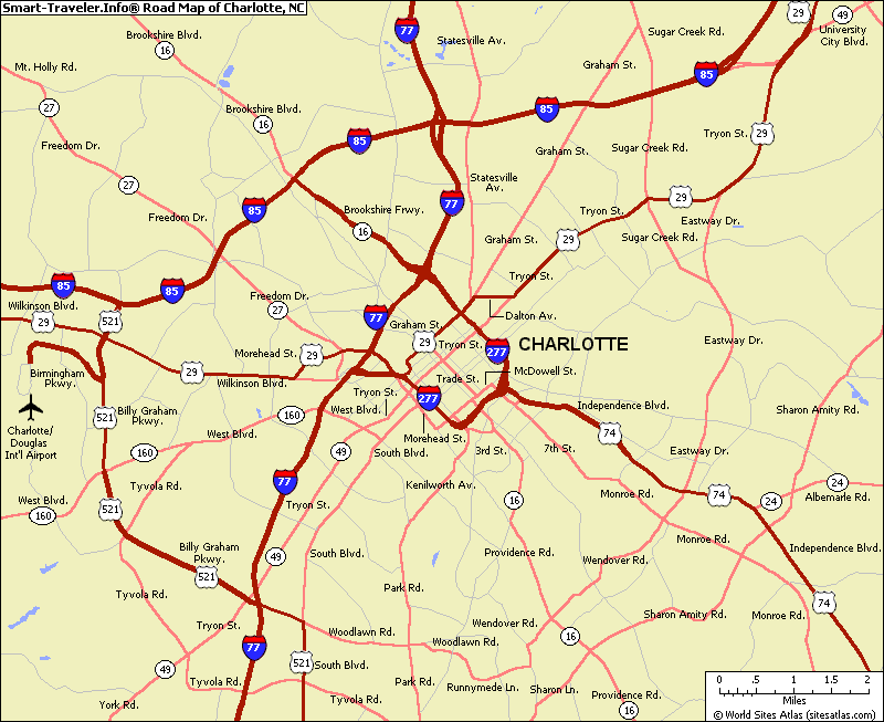 Map Of Charlotte North Carolina Travelsmaps Com