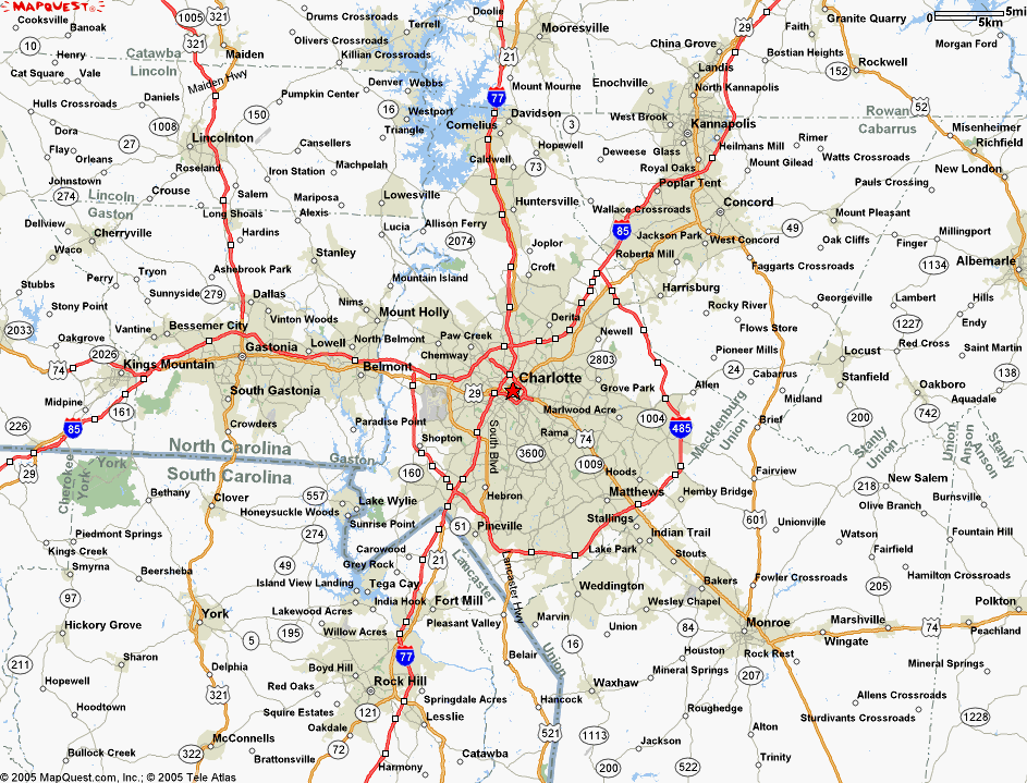 Printable Map Of Charlotte Nc