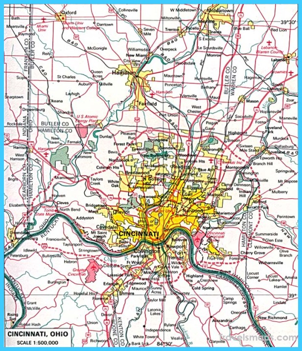 Map of Cincinnati Ohio