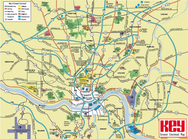Map Of Cincinnati TravelsMaps Com
