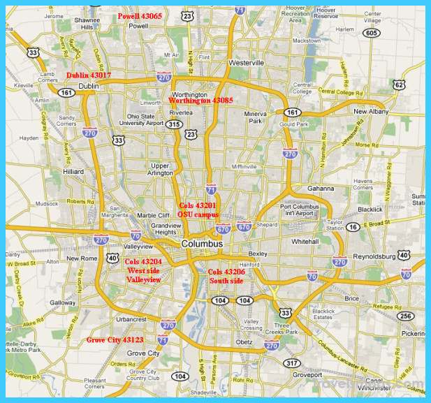 Map Of Columbus Ohio Travelsmaps