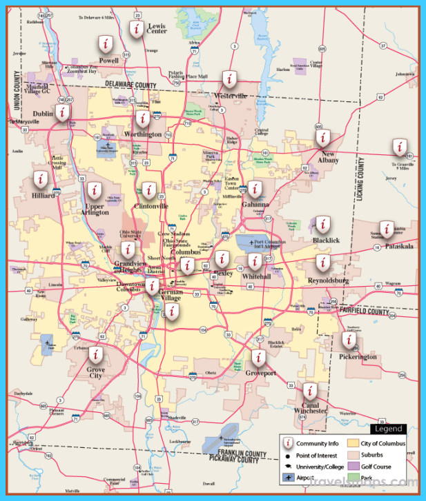 Map Of Columbus Ohio Travelsmaps