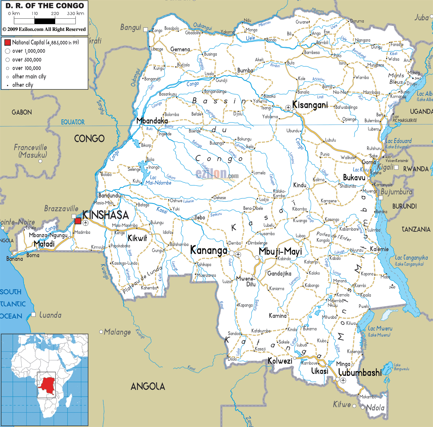 Map Of Congo Democratic Republic Of The Travelsmaps Com