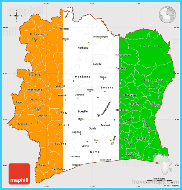 Map of Cote d'Ivoire