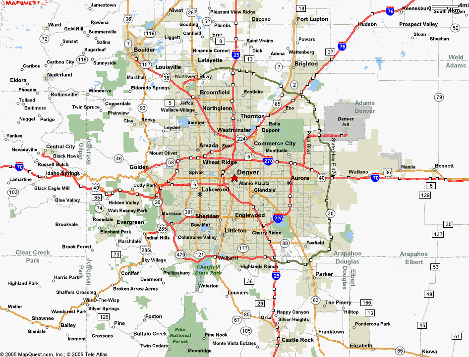 Map of Denver Colorado - TravelsMaps.Com