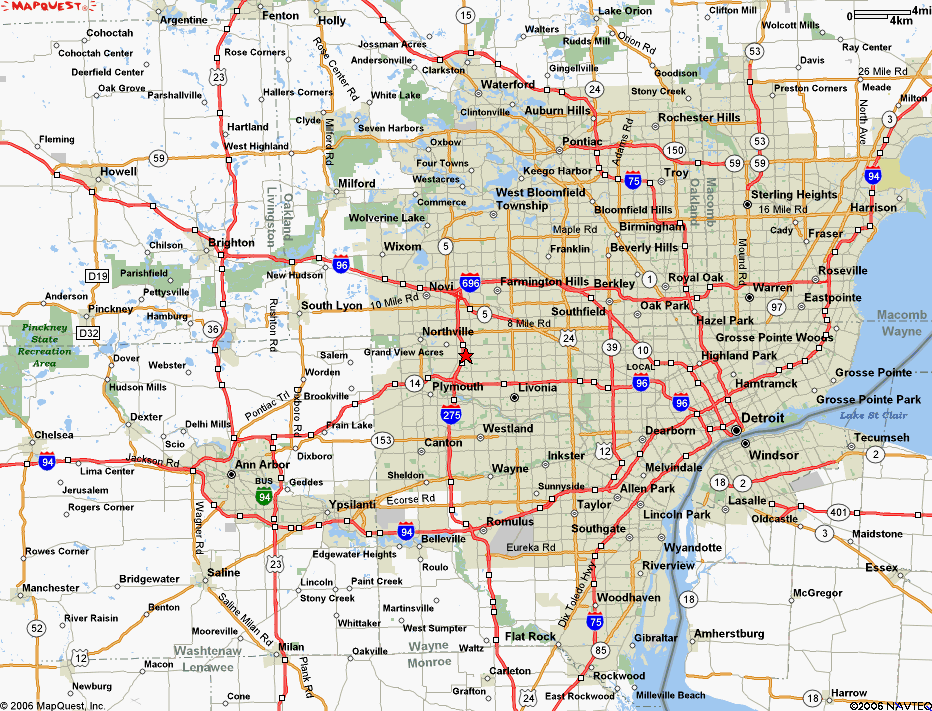 Map Of Detroit Michigan Travelsmapscom 9534