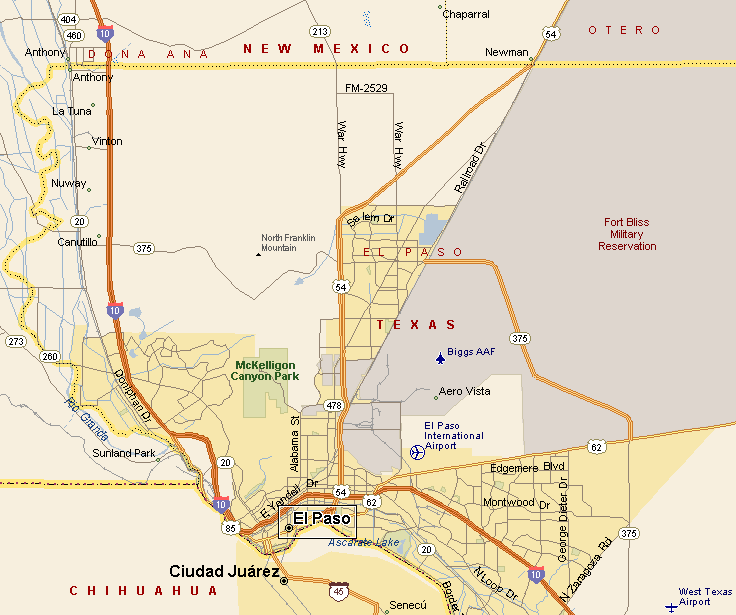 Map Of El Paso Texas Travelsmaps Com
