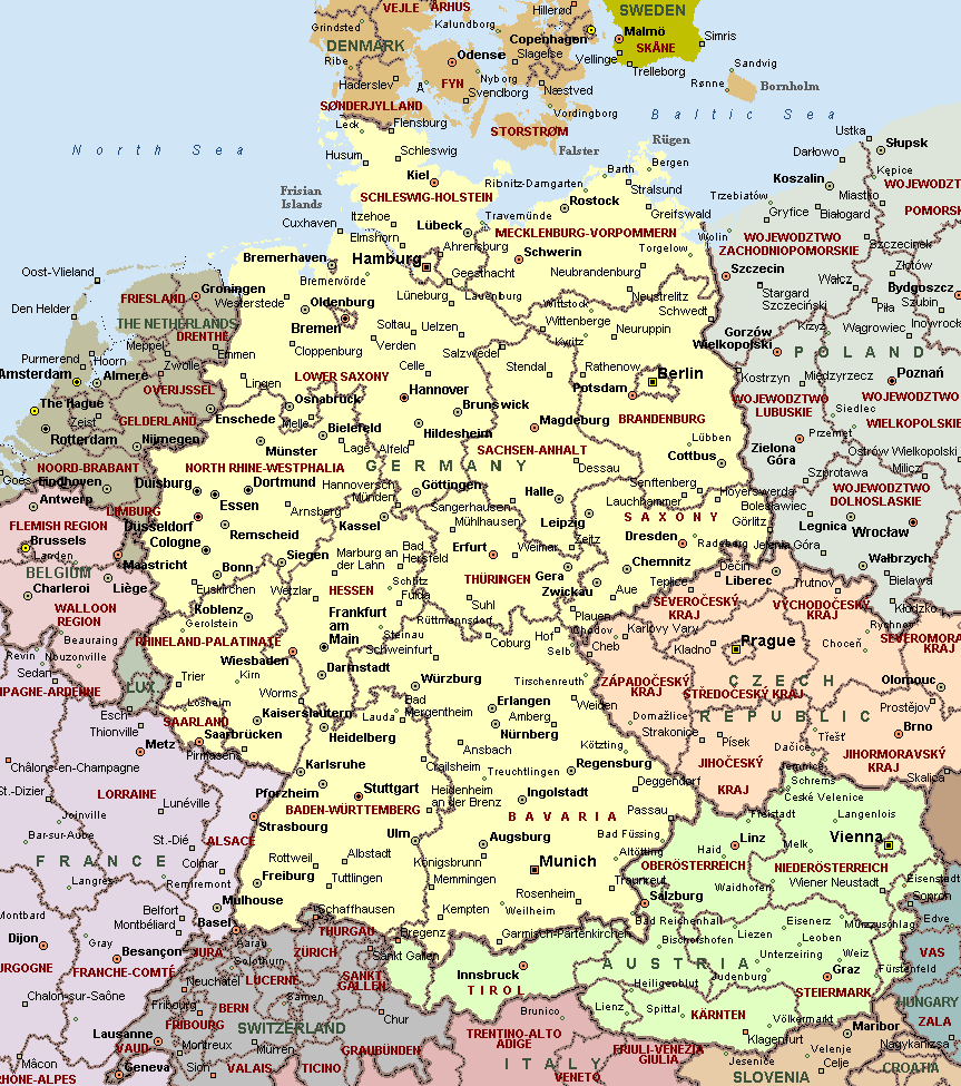 Detailed Map Of Germany With Cities Map Of World 8964