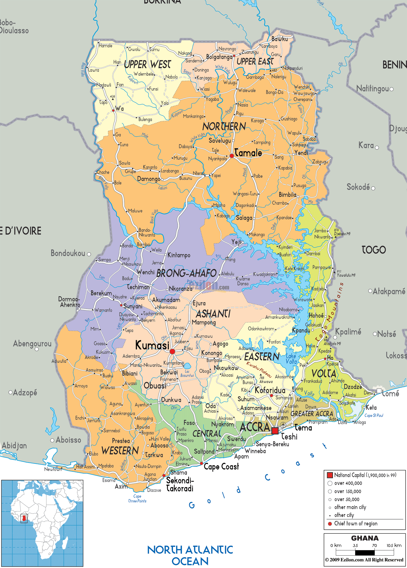 Map of Ghana - TravelsMaps.Com