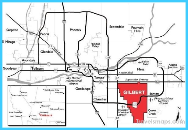 Map Of Gilbert Town Arizona Travelsmapscom 8562