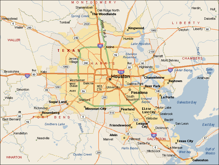 Map Of Houston Texas Travelsmapscom 1616