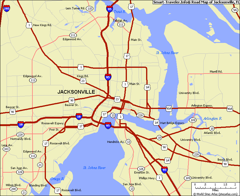 Map of Jacksonville Florida