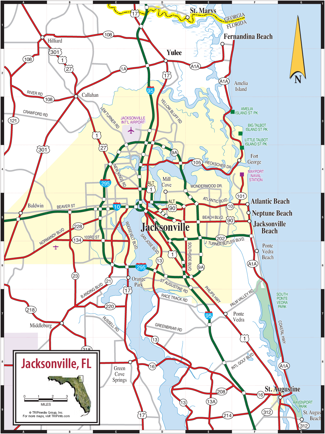 Map of Jacksonville Florida