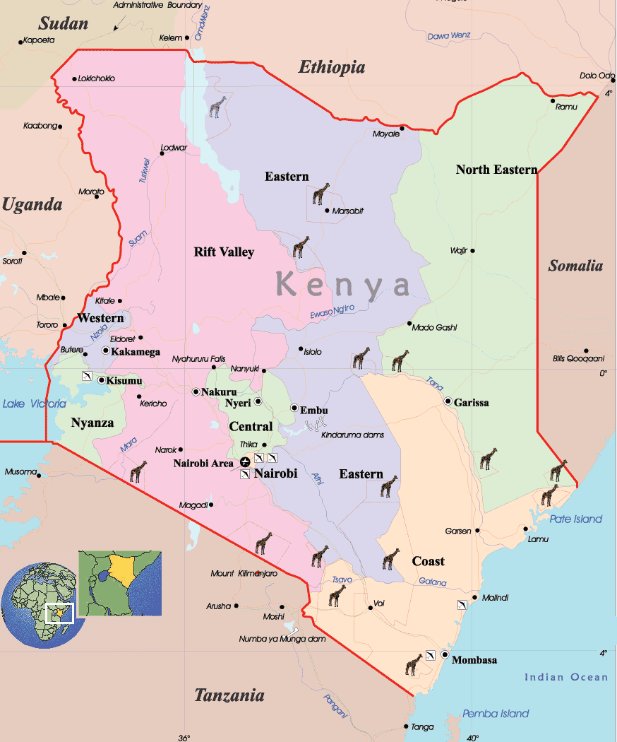 Kenya City Map / Nairobi Kenya City Map in Retro  Kenya, City map 