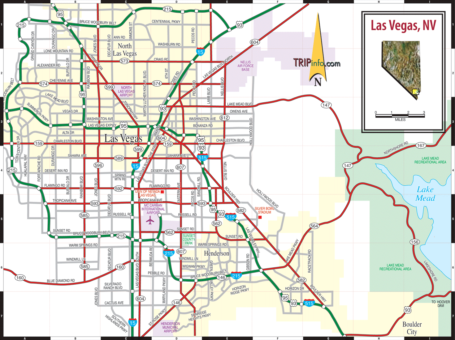 Map of Las Vegas Nevada - TravelsMaps.Com