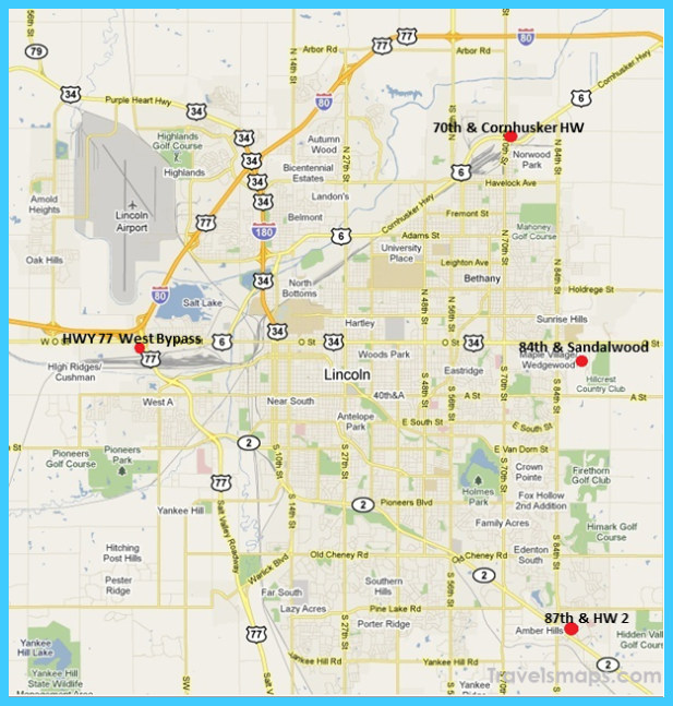 Map Of Lincoln Nebraska Travelsmapscom 