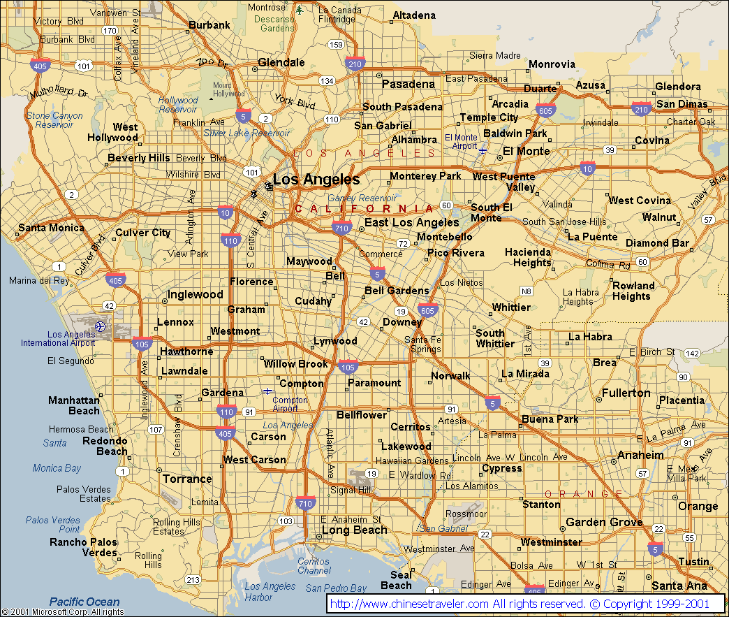 Map of Los Angeles California TravelsMaps Com