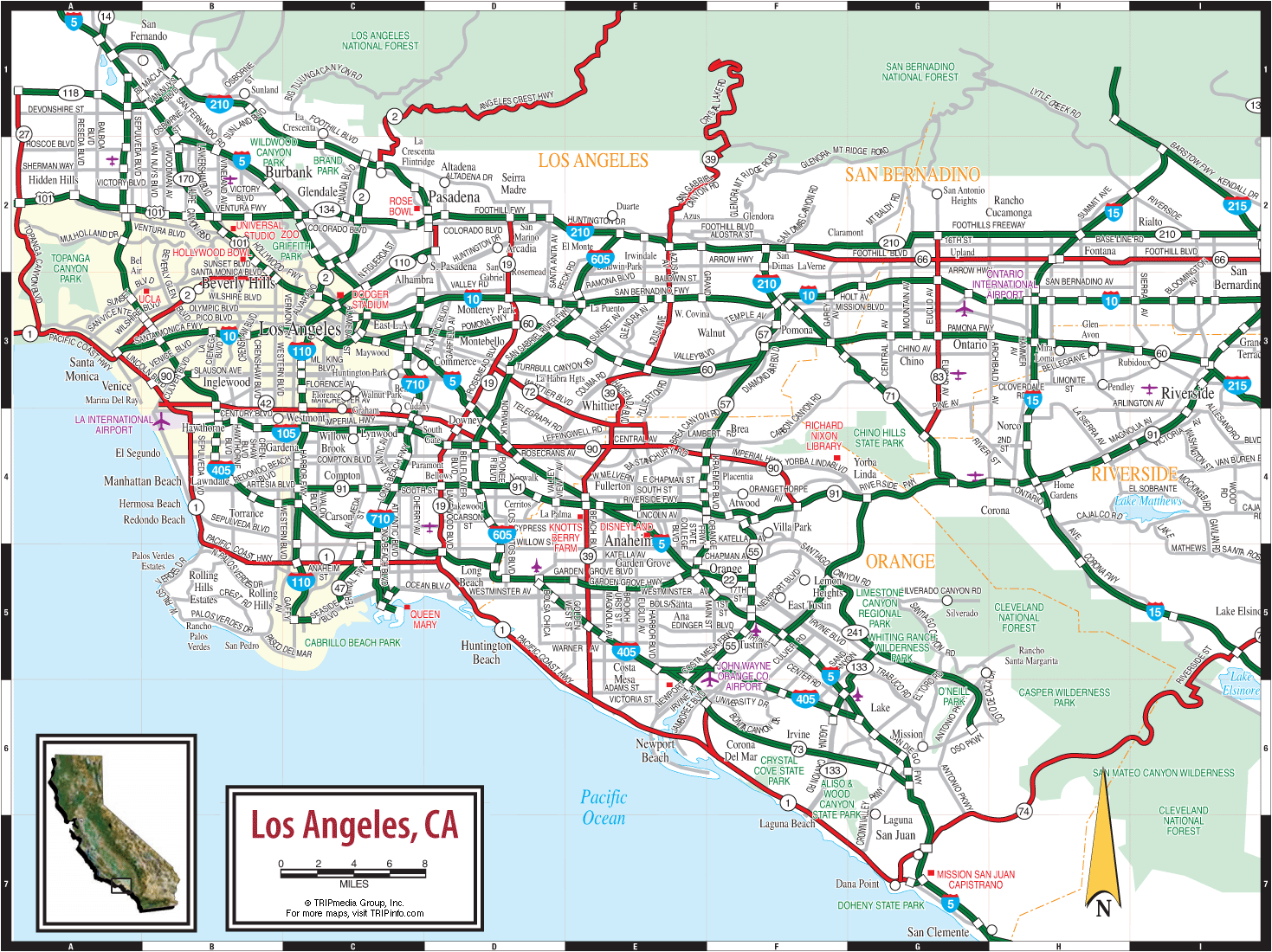 Map Of Los Angeles California TravelsMaps Com