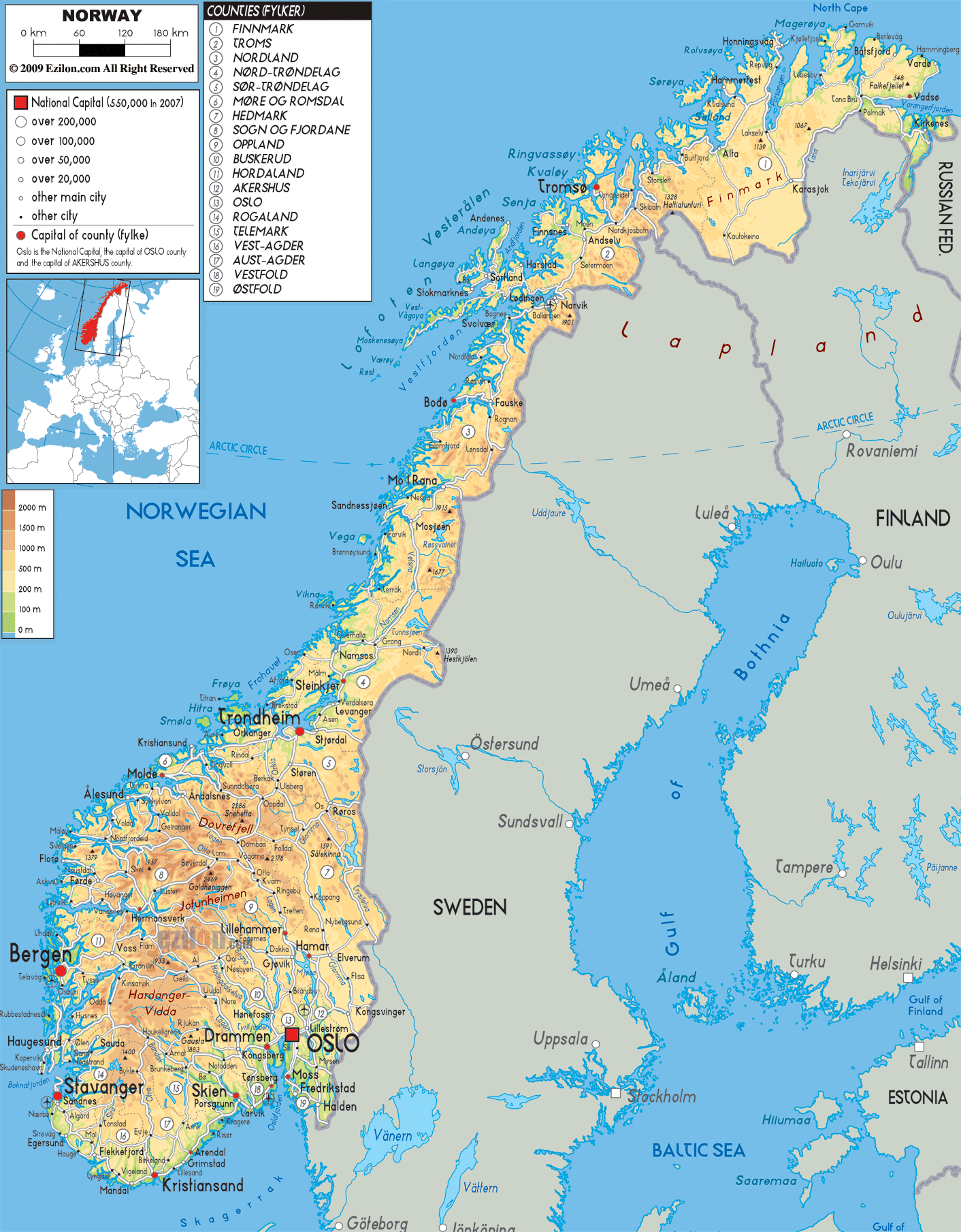 Map Of Norway Travelsmapscom