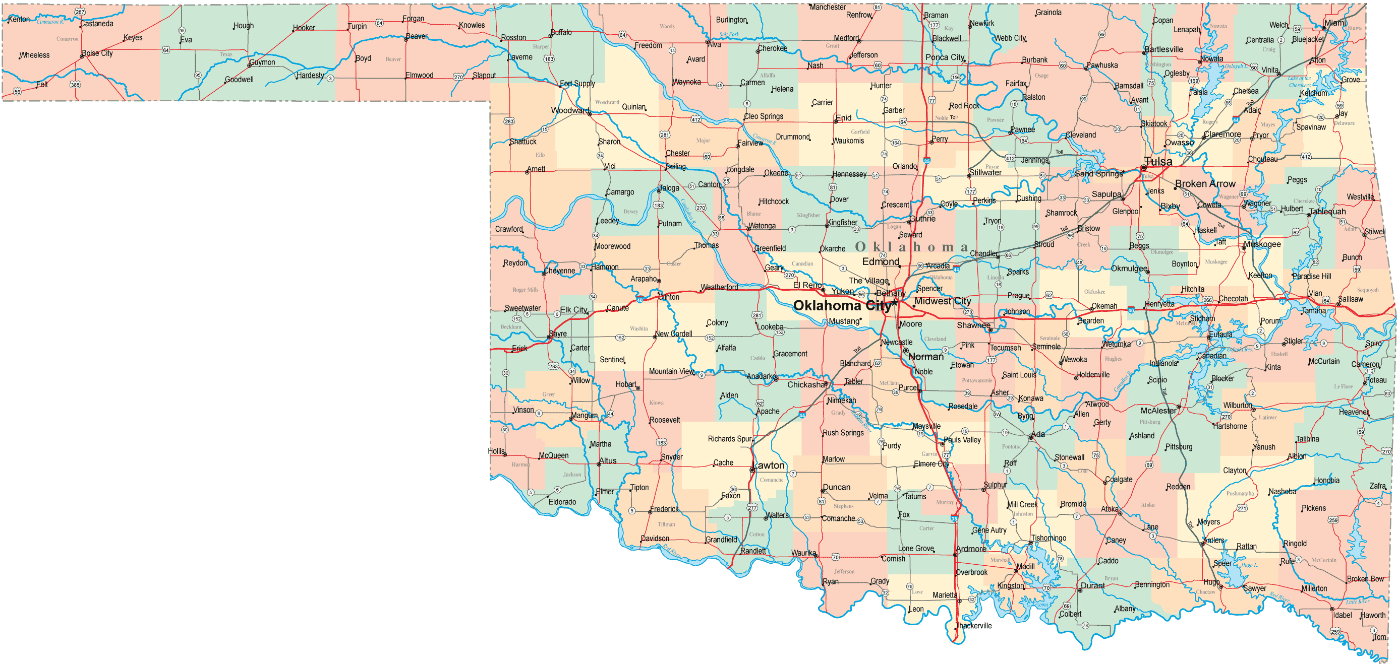 Map of Oklahoma - TravelsMaps.Com