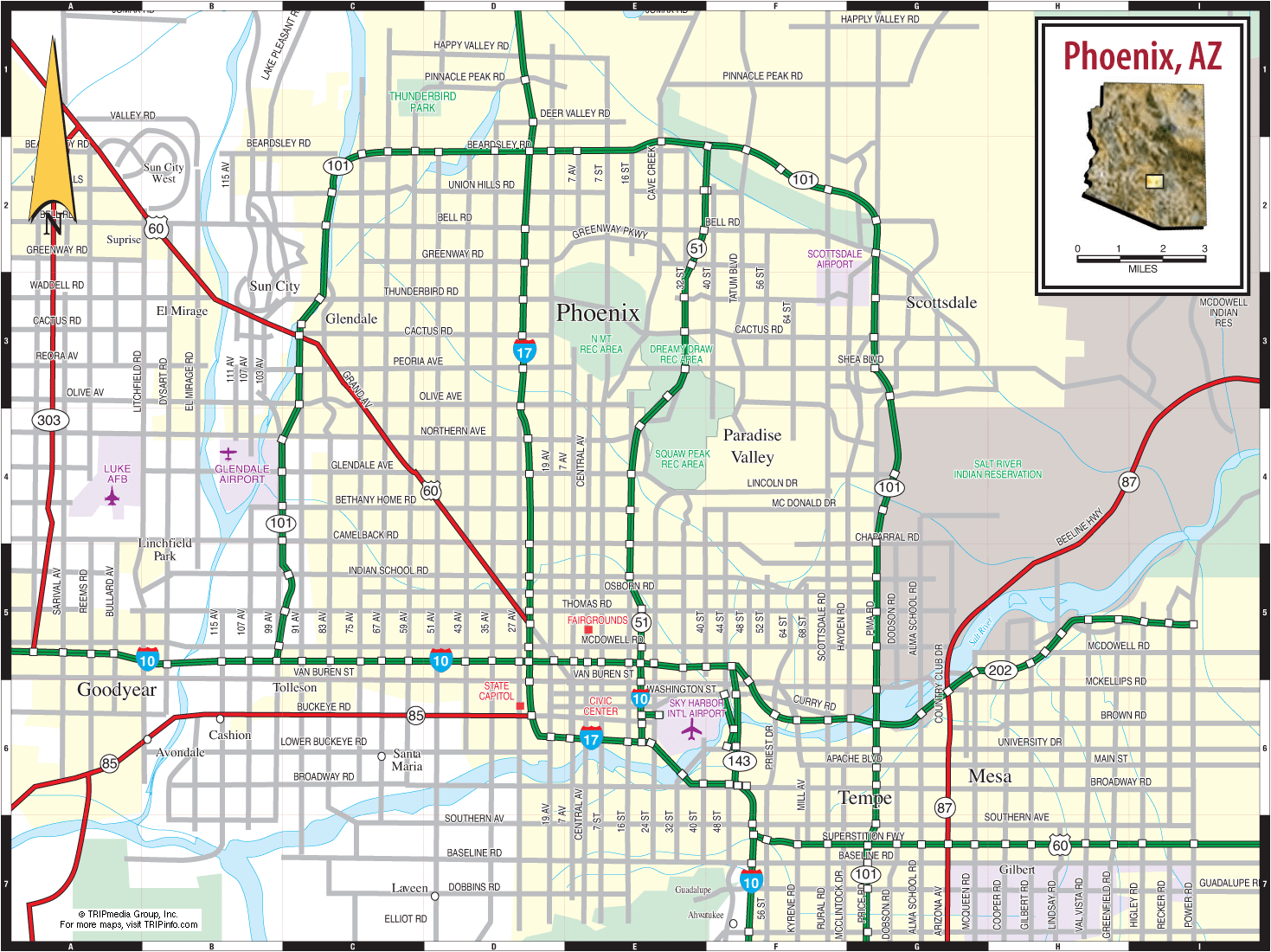 Map of Phoenix TravelsMaps Com