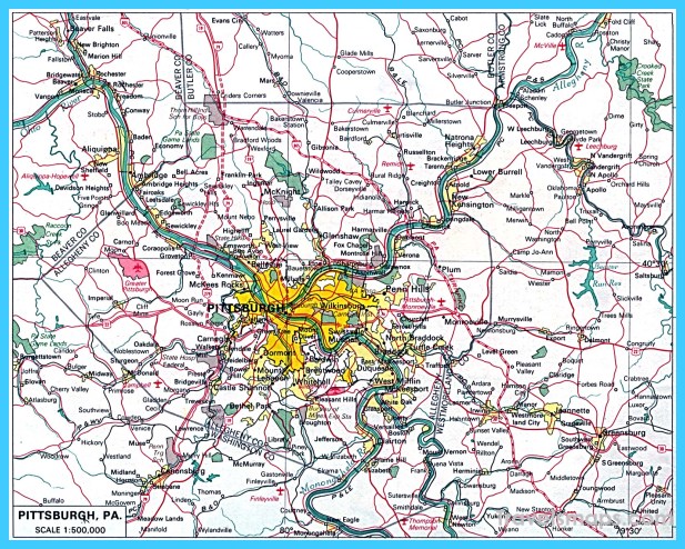 Map Of Pittsburgh Pennsylvania Travelsmapscom