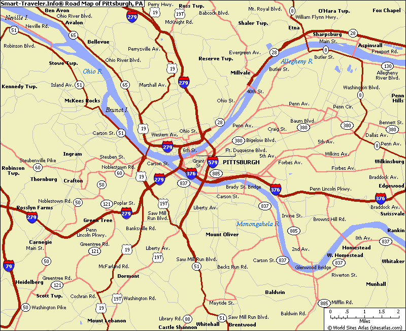 Map of Pittsburgh Pennsylvania