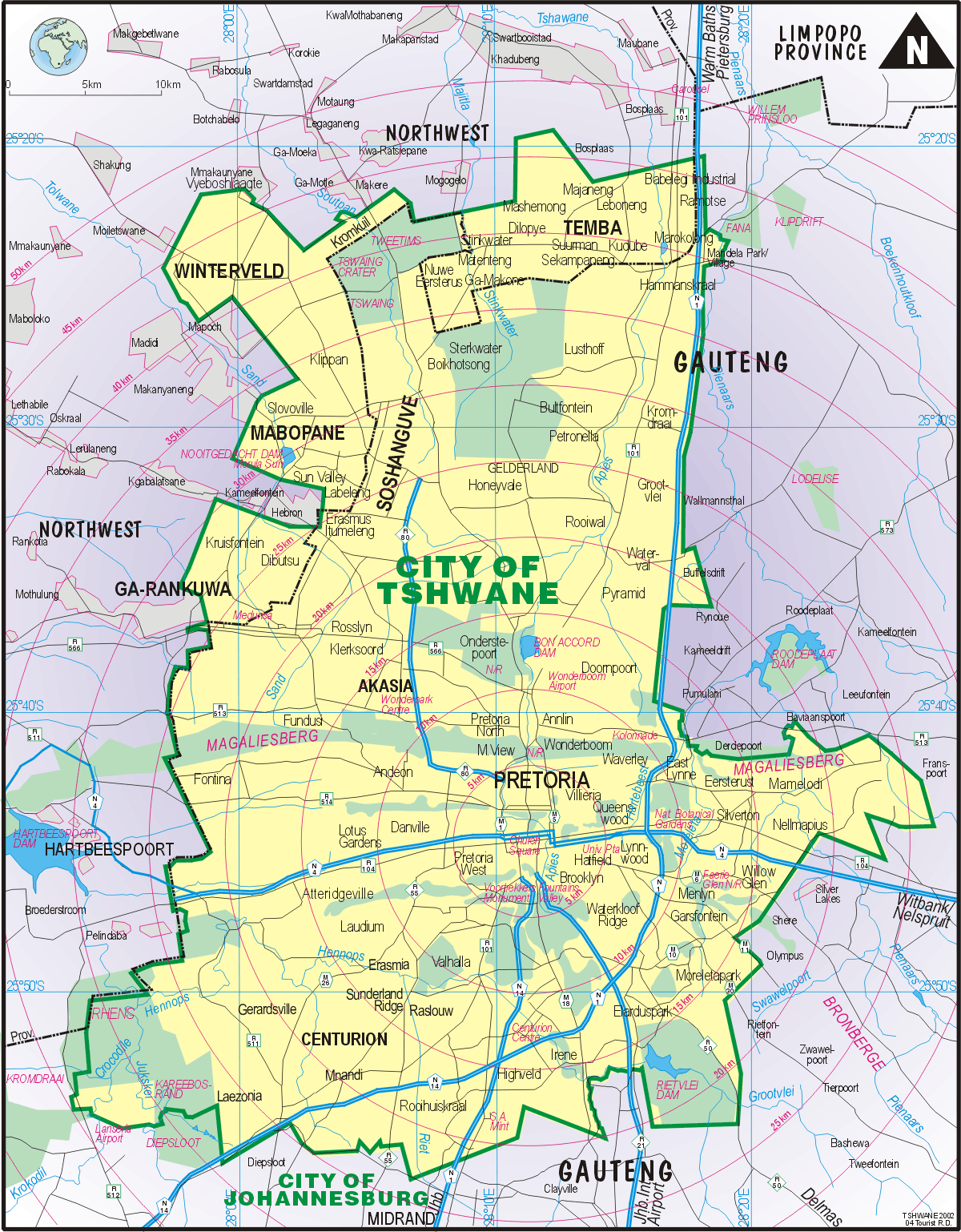 Map of Pretoria - TravelsMaps.Com