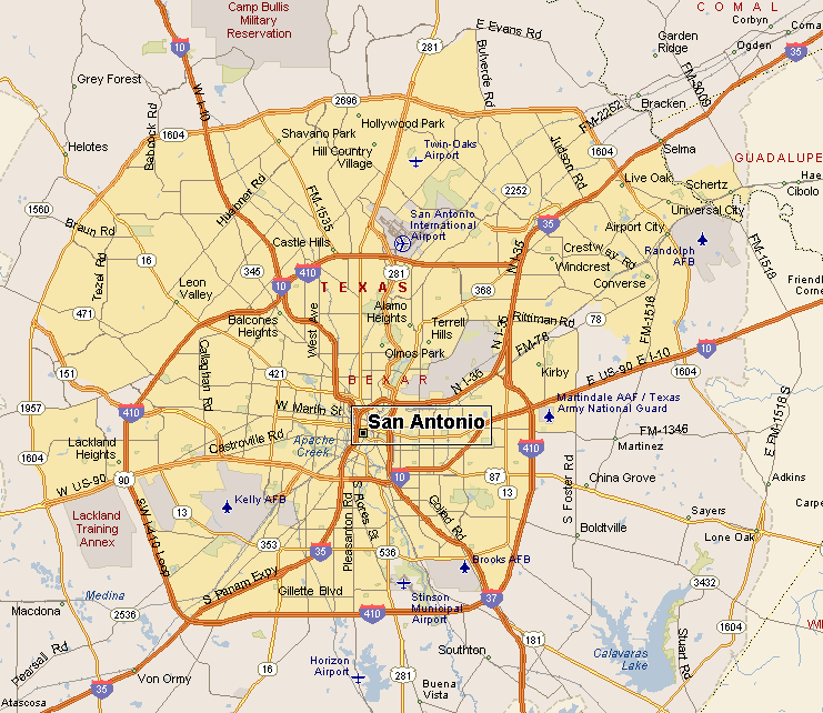 Map of San Antonio Texas - TravelsMaps.Com