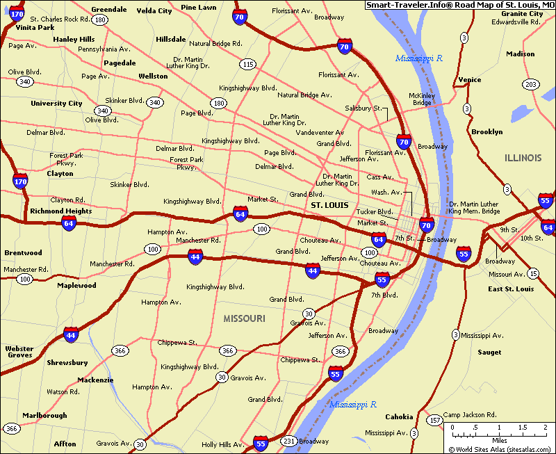 Map of St. Louis - Vacations - Travel - Map - Holiday