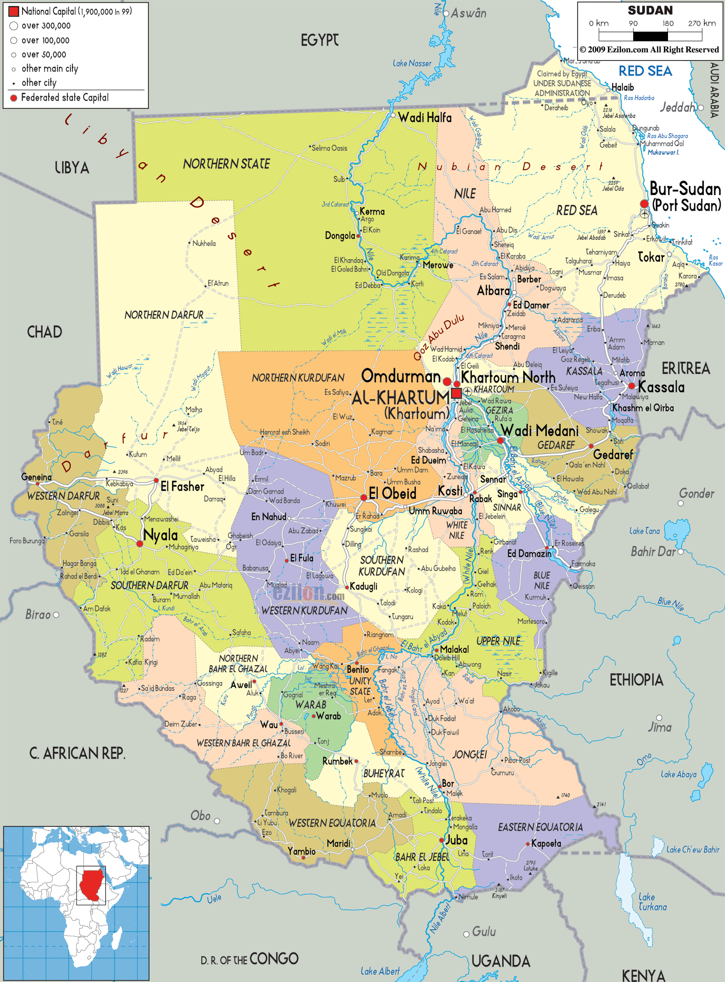 Map of Sudan - TravelsMaps.Com