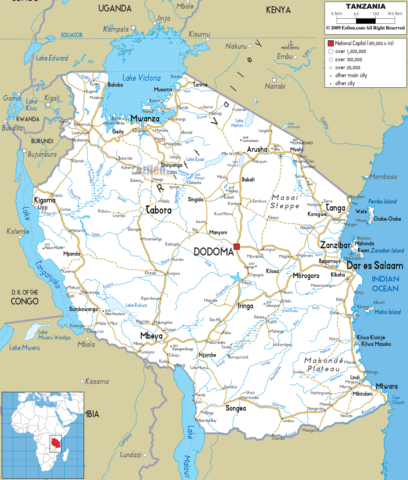 Map Of Tanzania Travelsmapscom