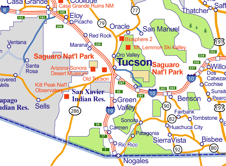 Map of Tucson Arizona
