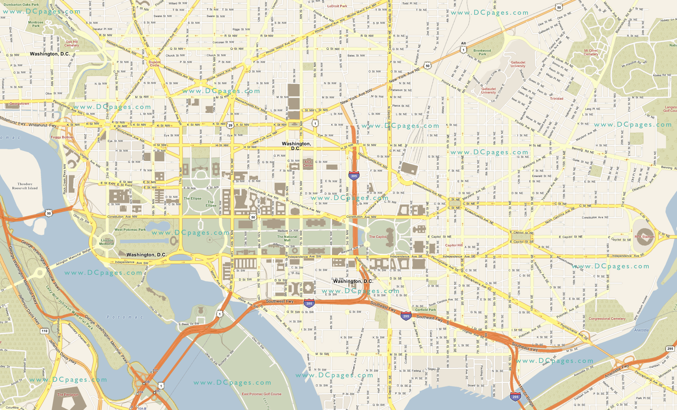 Map Of Washington Dc Travelsmapscom