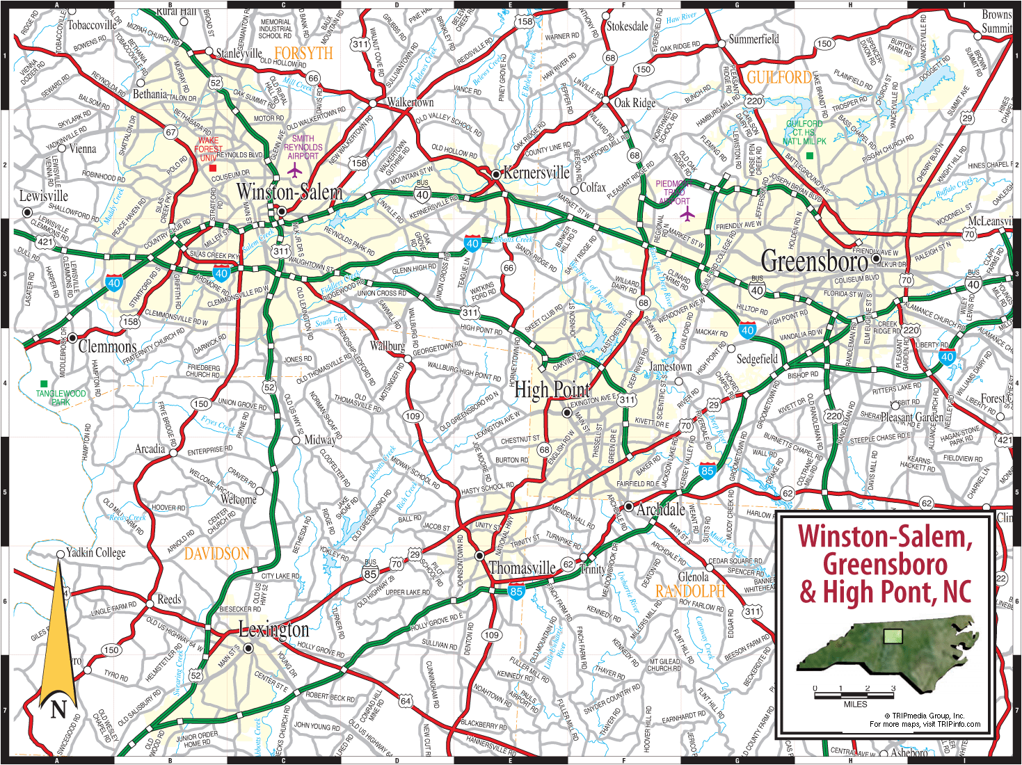 Map of WinstonSalem North Carolina