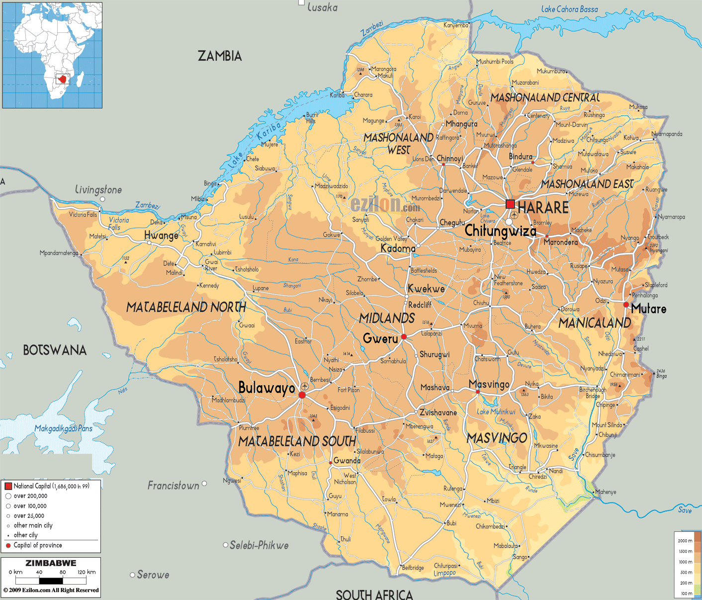 Map Of Zimbabwe Travelsmapscom 