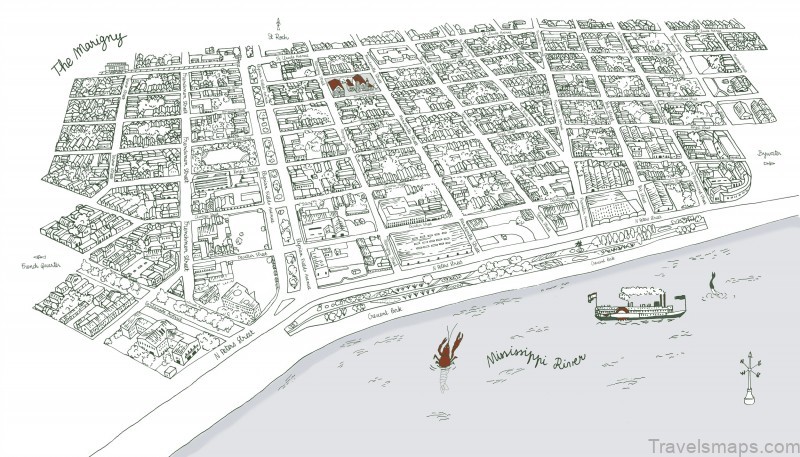 new orleans map and travel guide new orleans drawn map large