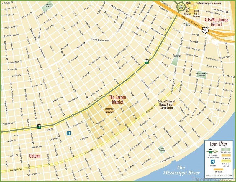 new orleans map and travel guide new orleans garden district map