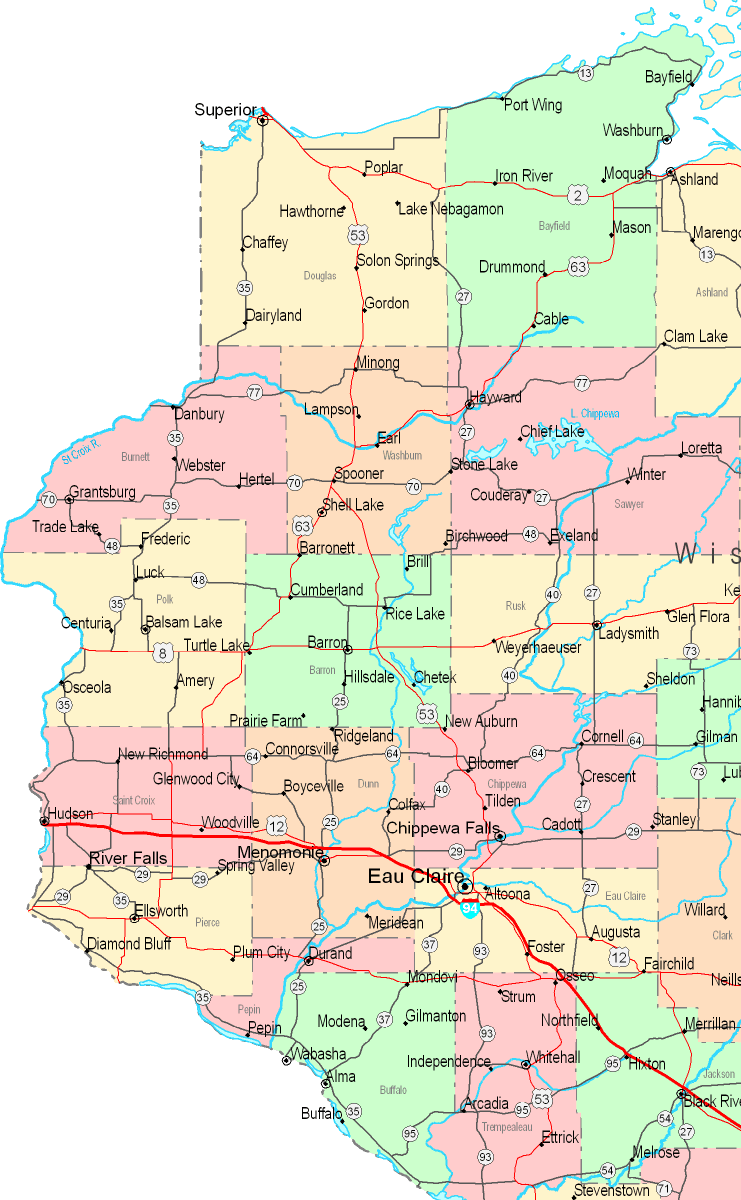 Online Map of Wisconsin Central West