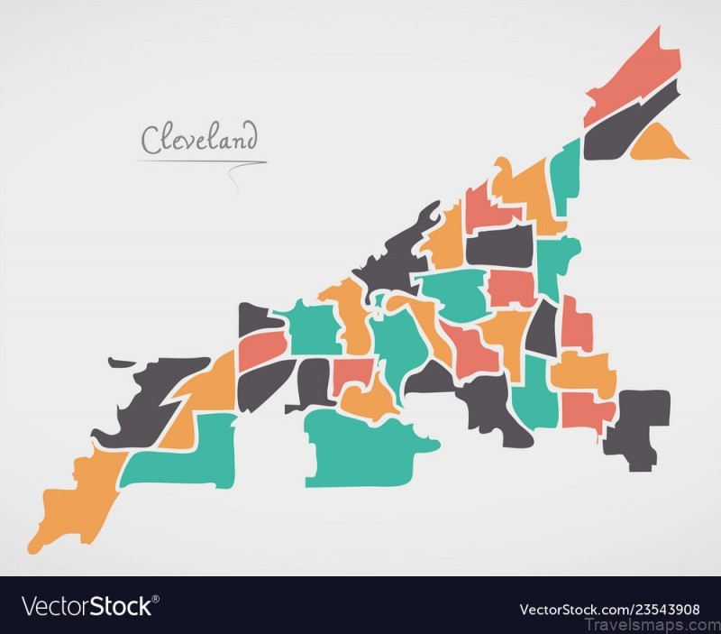 cleveland ohio map with neighborhoods and modern vector 23543908