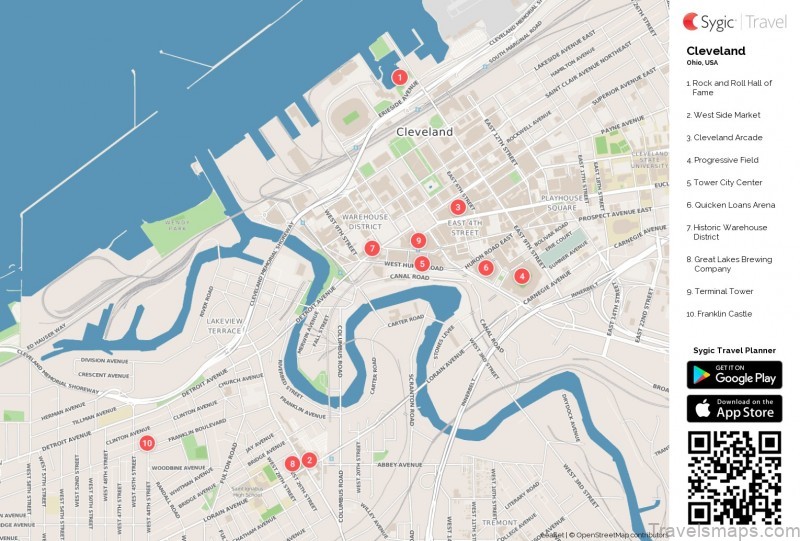 cleveland printable tourist map 87361