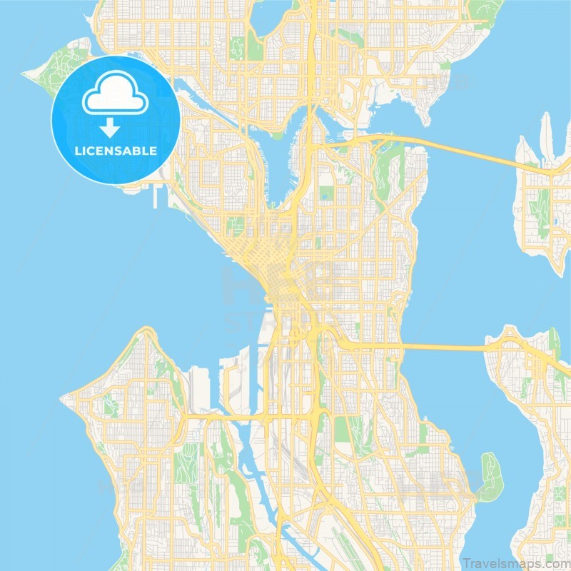 empty vector map of seattle washington usa