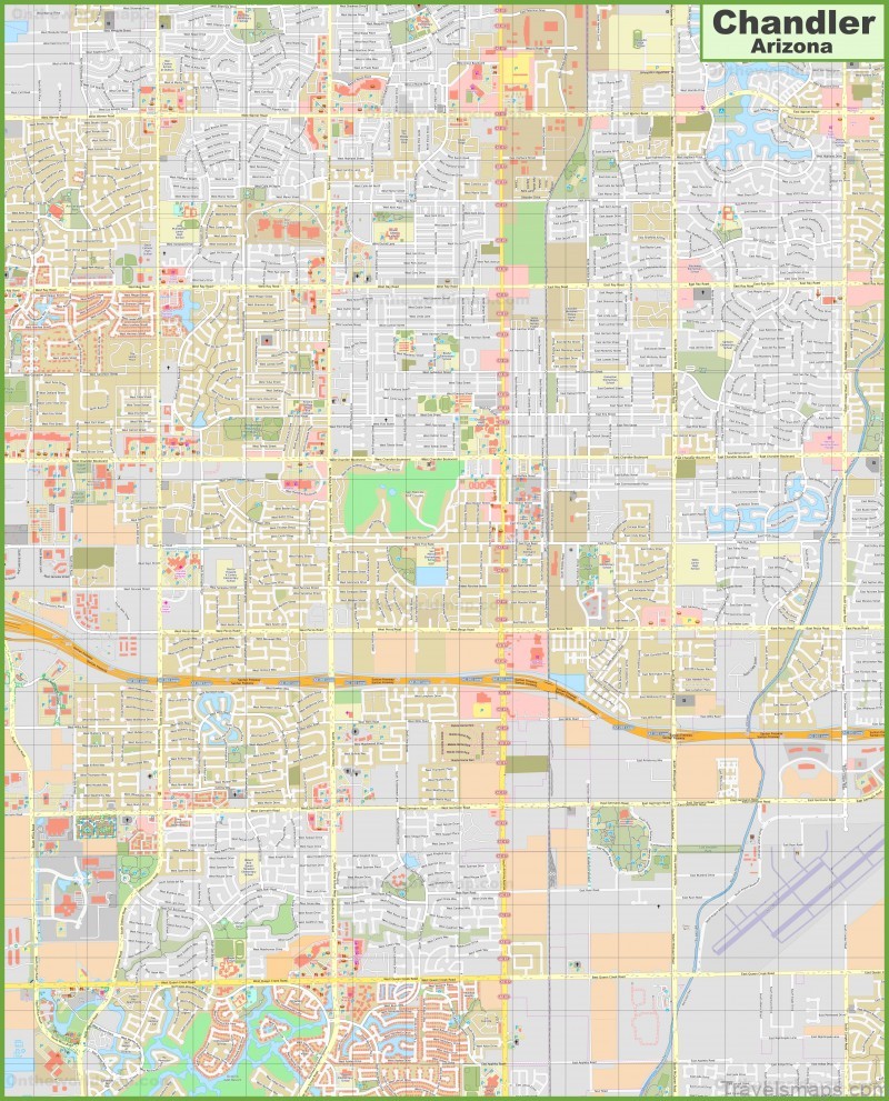 large detailed map of chandler