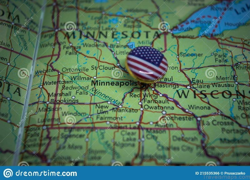 minneapolis pinned map usa flag geographical 215535366