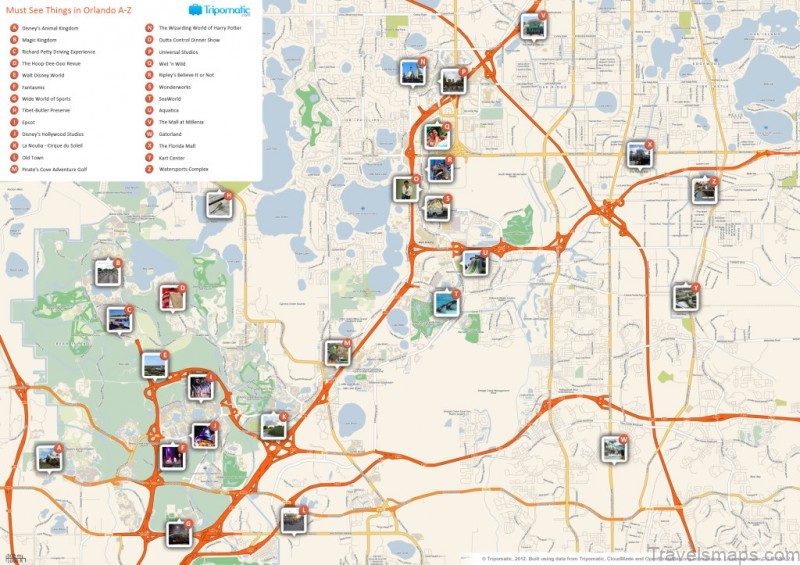 orlando attractions map large