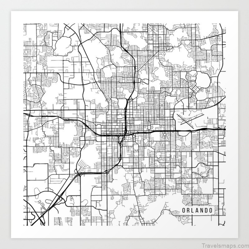 orlando map usa black and white nzi prints