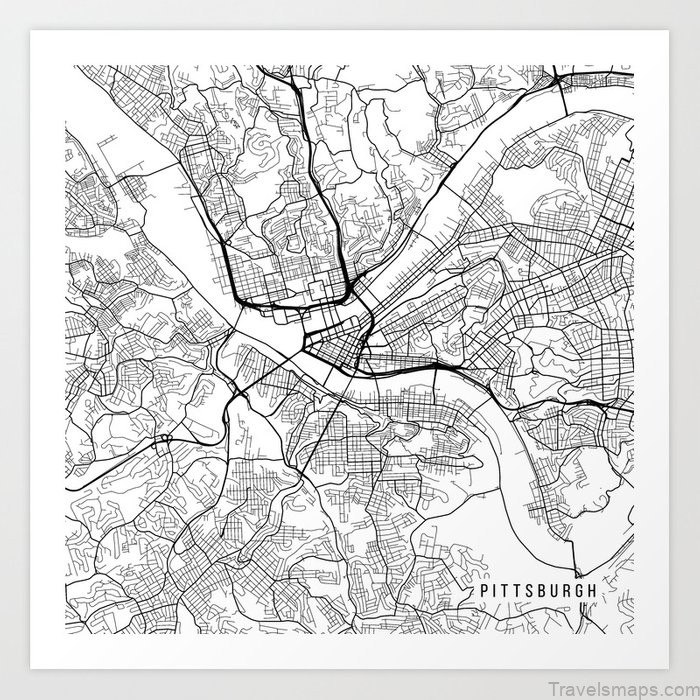 pittsburgh map usa black and white 5rs prints