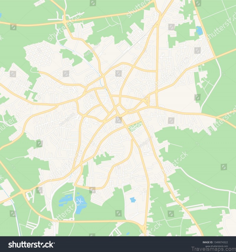 stock vector printable map of bijeljina bosnia and herzegovina with main and secondary roads and larger 1349074322